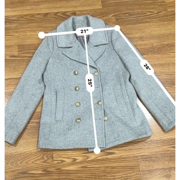 J.Crew Double breasted Gray Wool Blend Peacoat with Gold Buttons Size 4 - Picture 3 of 7